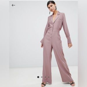 Like new! ASOS minimal tux jumpsuit with satin details size 6 Lavender